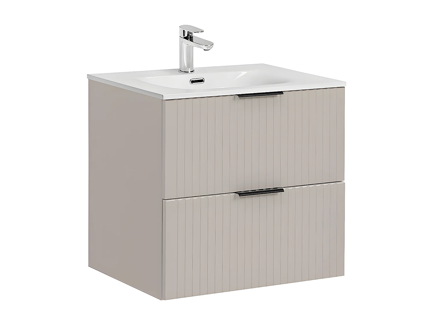 Ensemble meuble simple vasque encastrée 60cm et colonne Adriel Cachemire