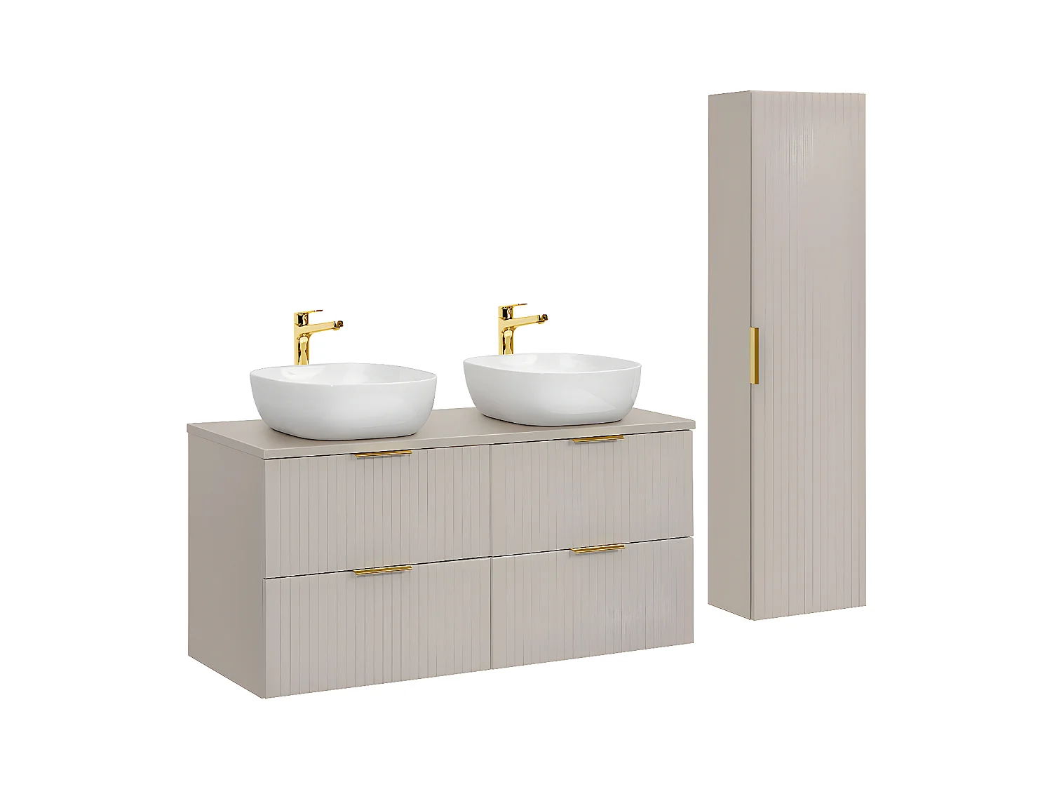 Ensemble meuble double vasque 120cm et colonne Adriel Cachemire