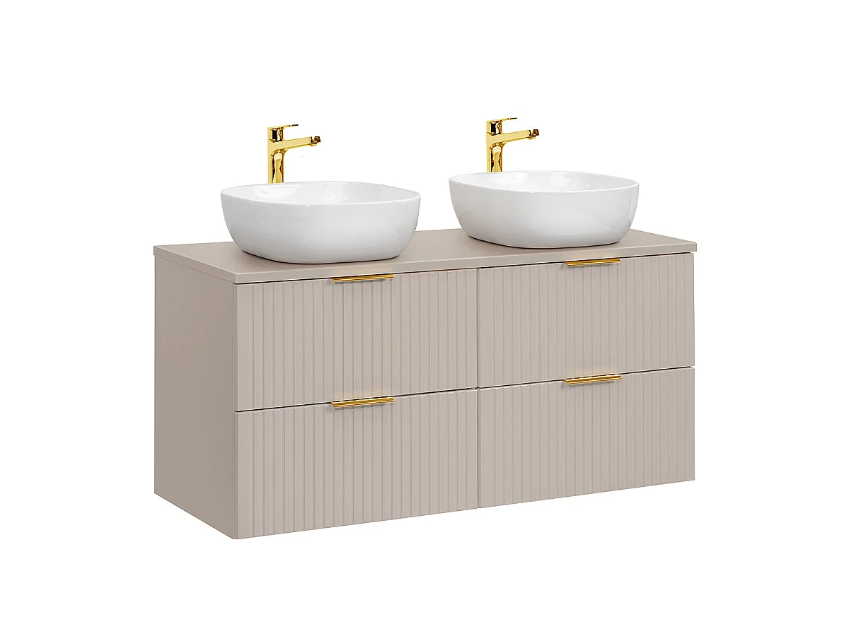 Ensemble meuble double vasque 120cm et colonne Adriel Cachemire
