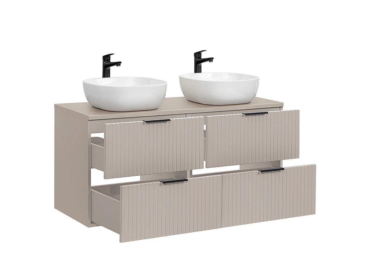 Ensemble meuble double vasque 120cm et colonne Adriel Cachemire
