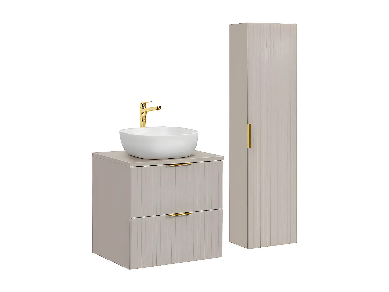 Ensemble meuble simple vasque 60cm et colonne Adriel Cachemire