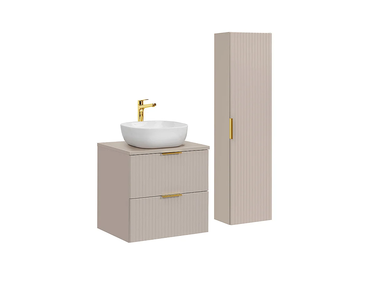 Ensemble meuble simple vasque 60cm et colonne Adriel Cachemire