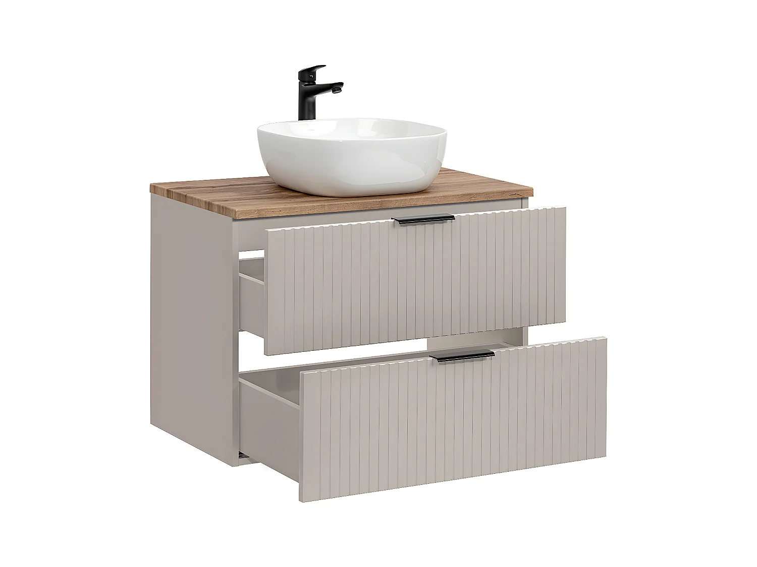 Ensemble meuble simple vasque 80cm et colonne Adriel Cachemire et Bois