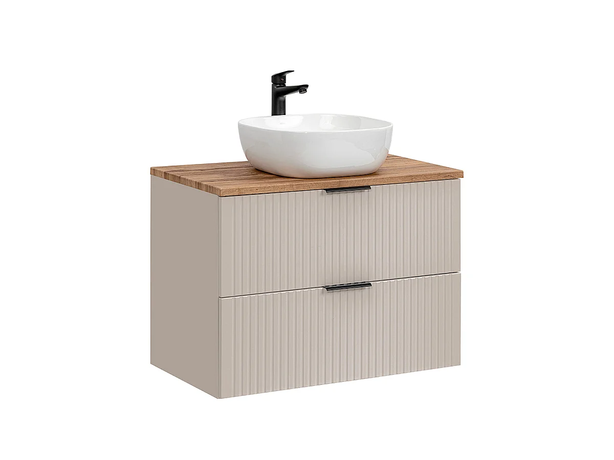 Ensemble meuble simple vasque 80cm et colonne Adriel Cachemire et Bois