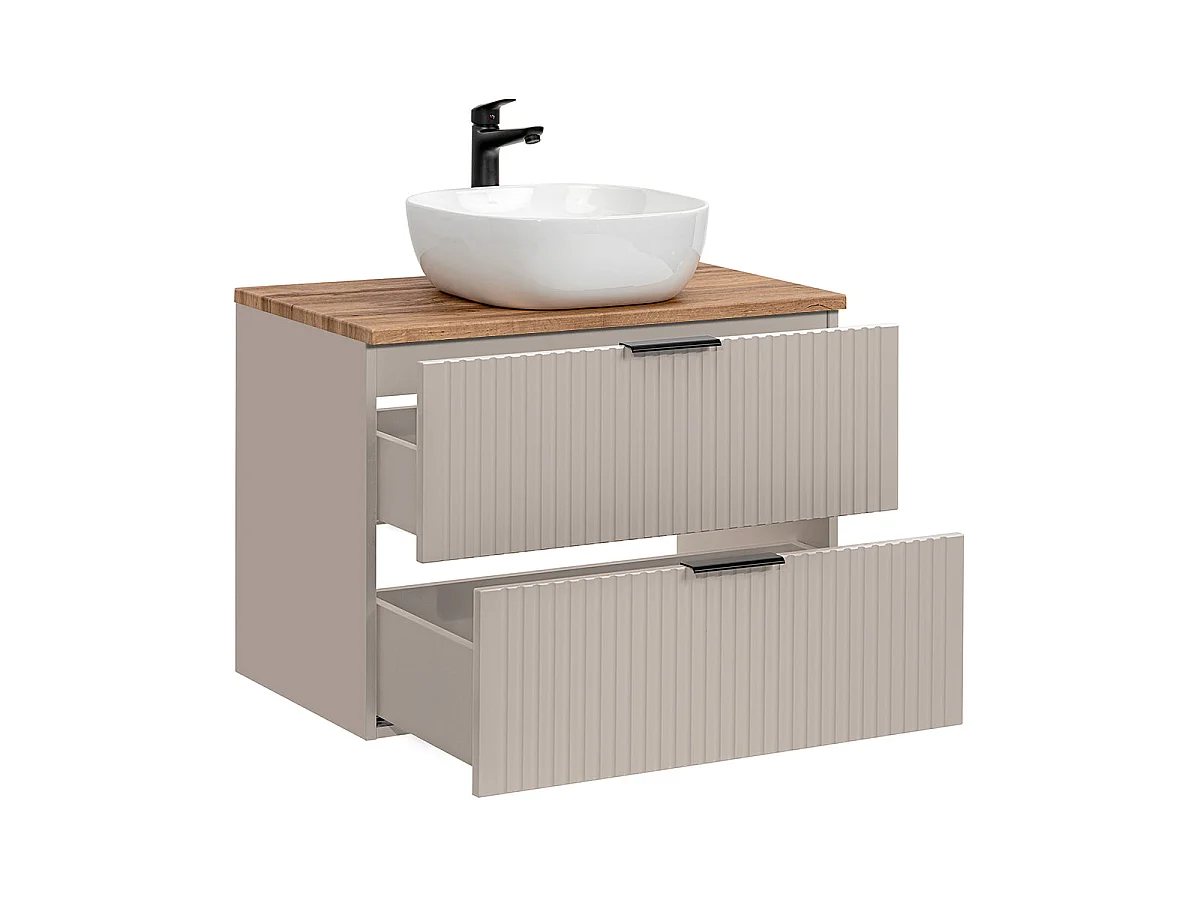 Ensemble meuble simple vasque 80cm et colonne Adriel Cachemire et Bois