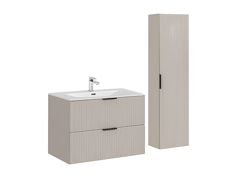 Conjunto de móveis de casa de banho com lavatório Adriel bege 80cm