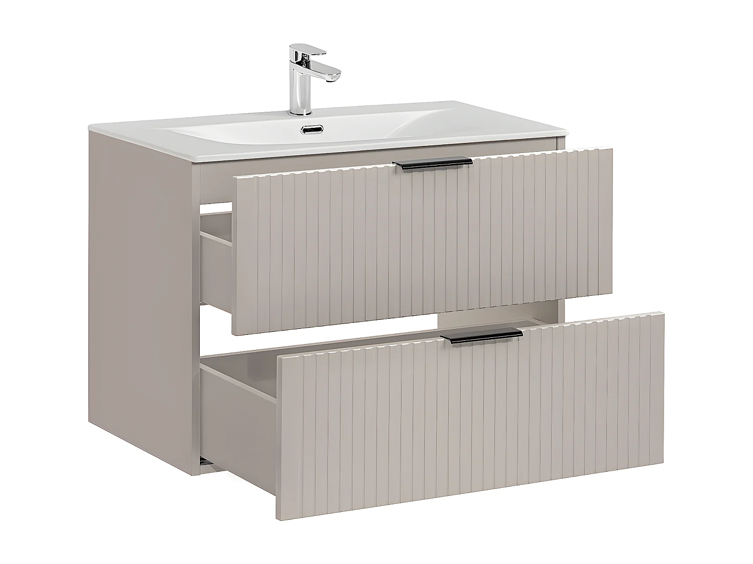 Ensemble meuble simple vasque encastrée 80cm et colonne Adriel Cachemire