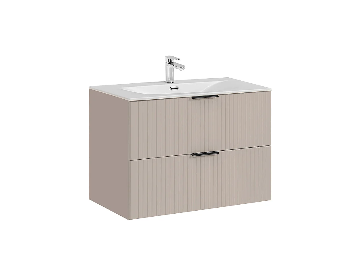 Móvel de toucador individual Adriel Cachemire com lavatório embutido e pedestal de 80 cm