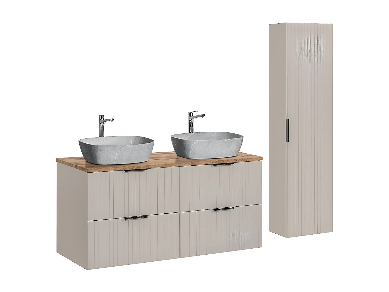 Set di mobili da bagno doppio lavabo Adriel beige 120cm