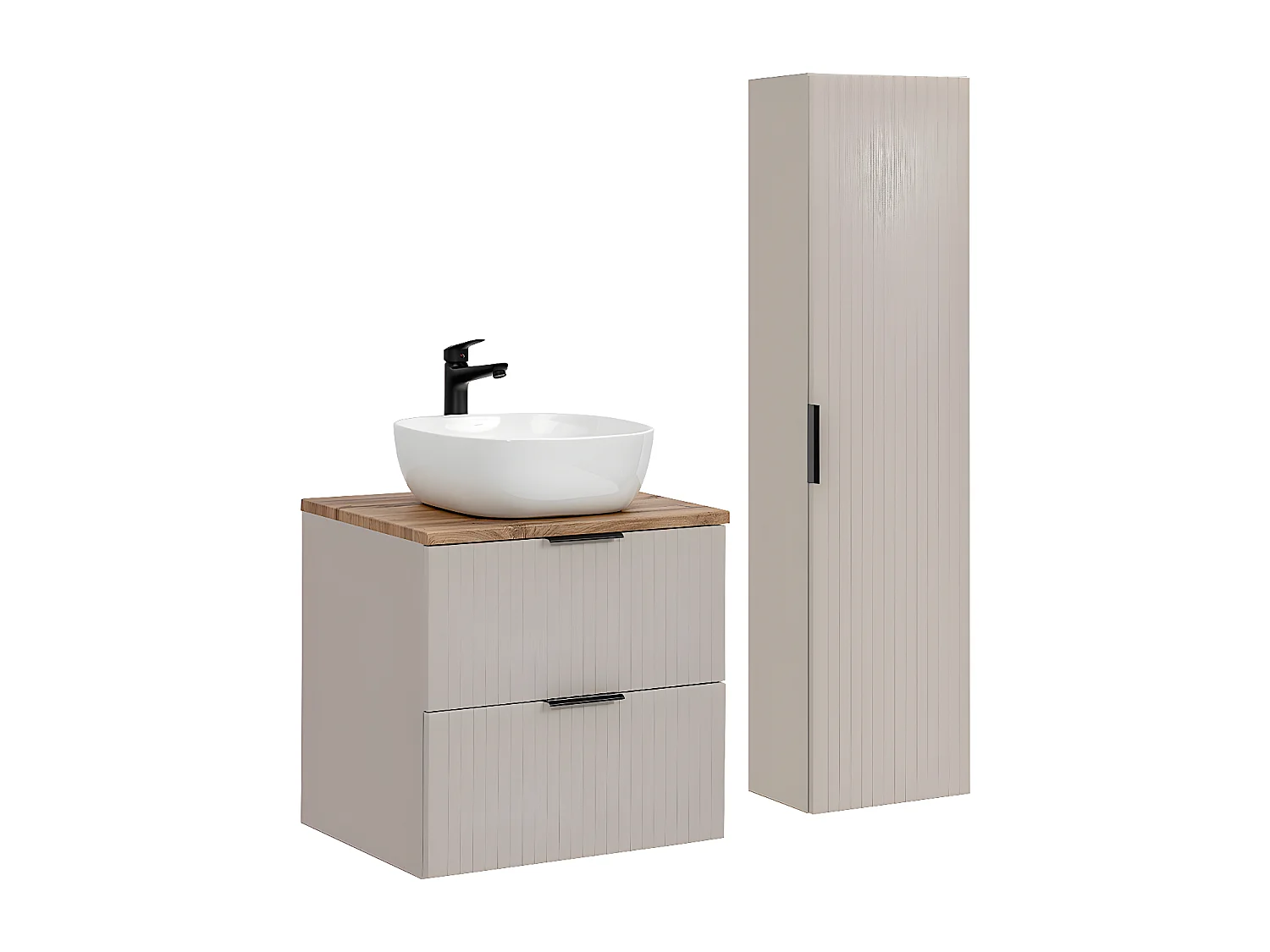 Adriel Kasjmier en Hout 60cm enkele wastafel met sokkel