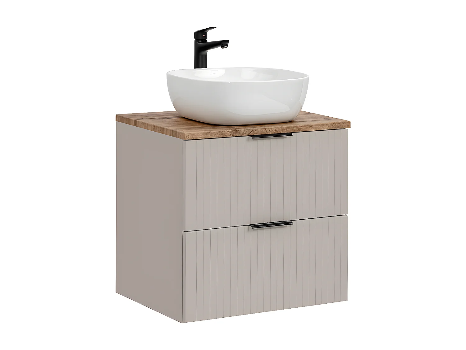 Adriel Kasjmier en Hout 60cm enkele wastafel met sokkel