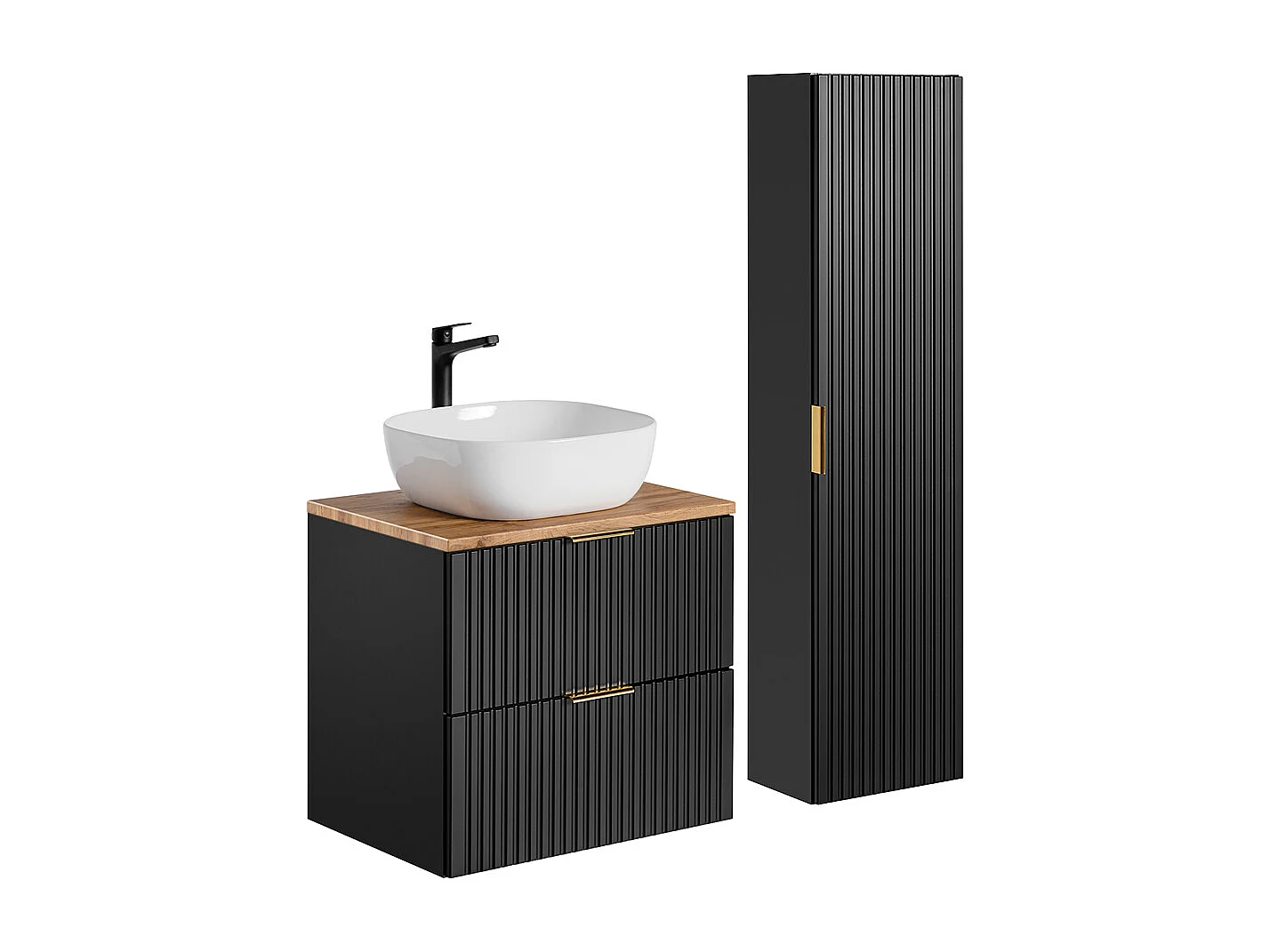 Set di mobili da bagno con lavabo Adriel nero 60cm