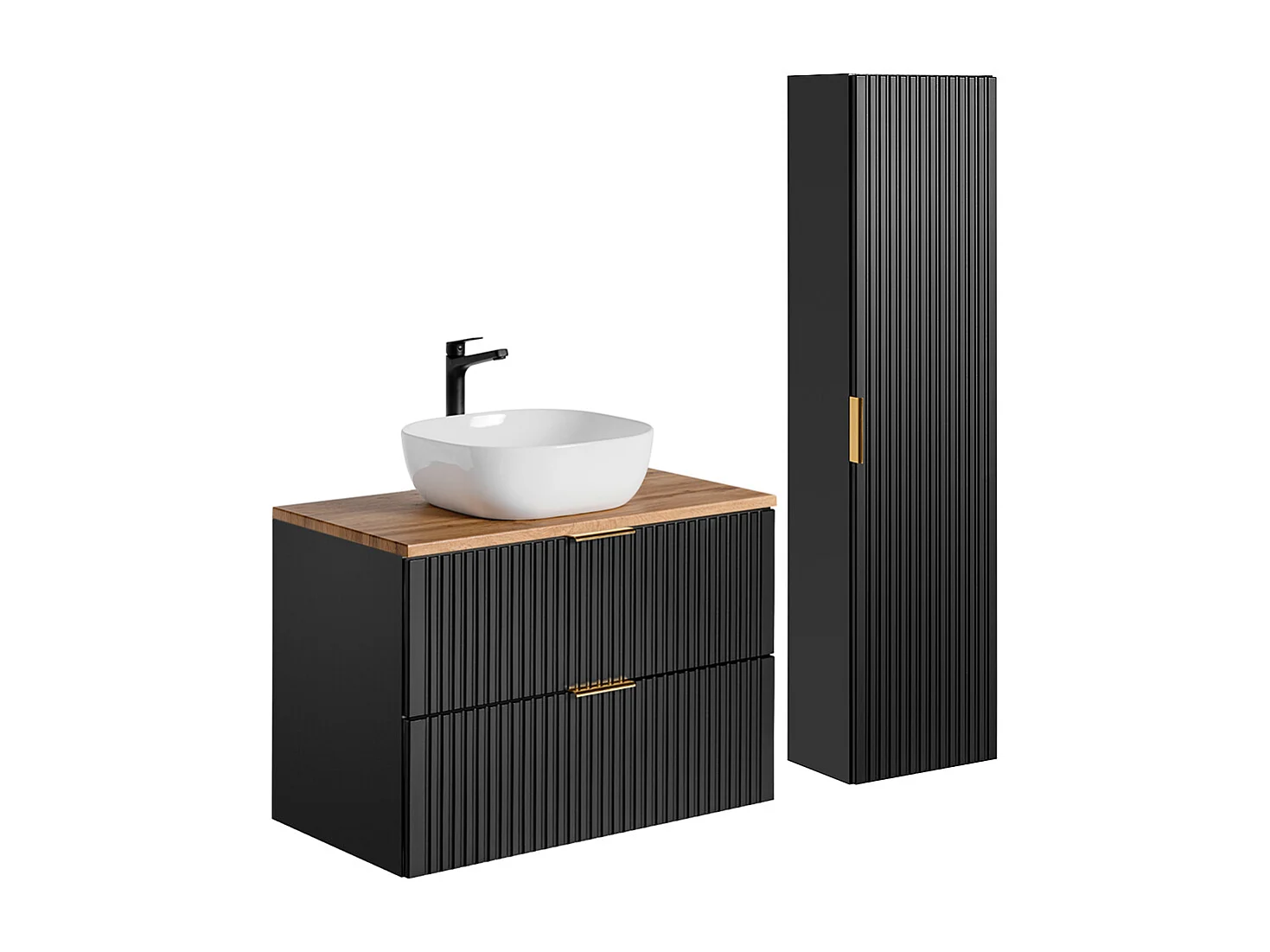 Set di mobili da bagno con lavabo Adriel nero 80cm