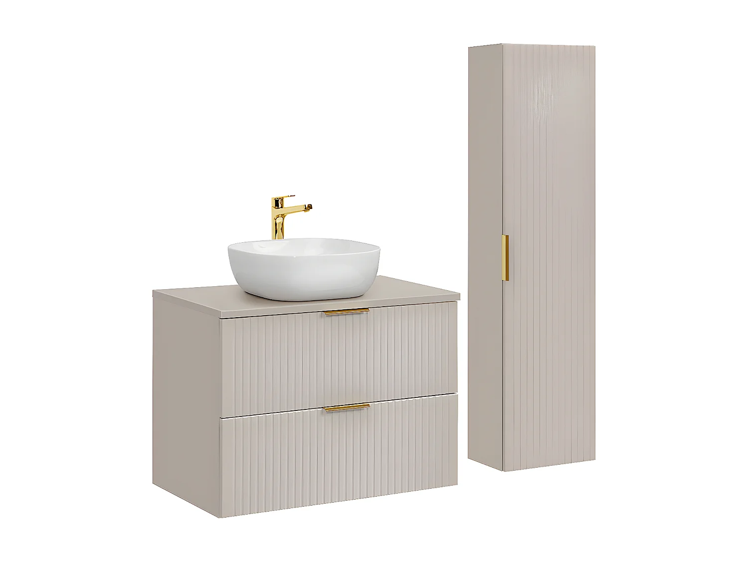 Ensemble meuble simple vasque 80cm et colonne Adriel Cachemire