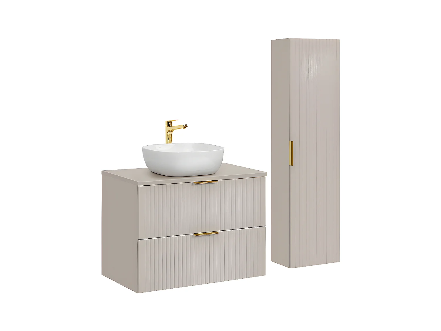 Ensemble meuble simple vasque 80cm et colonne Adriel Cachemire