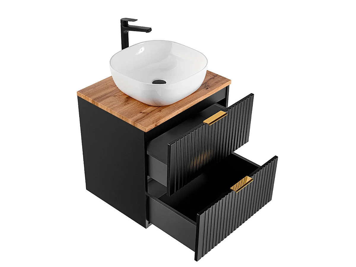 Single basin unit 60cm Adriel Black and Wood