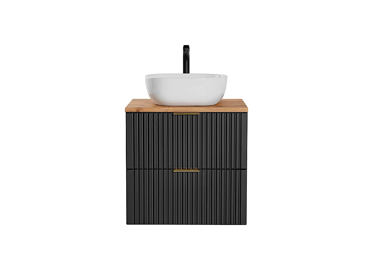Single basin unit 60cm Adriel Black and Wood