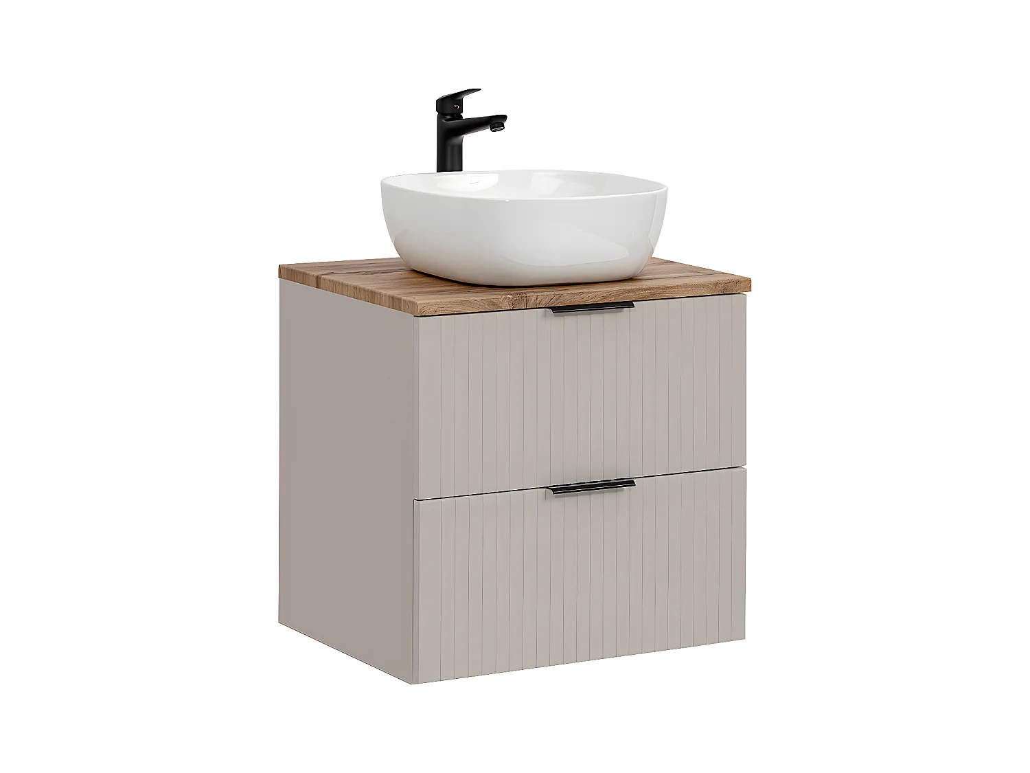 Meuble simple vasque 60cm Adriel Cachemire et Bois