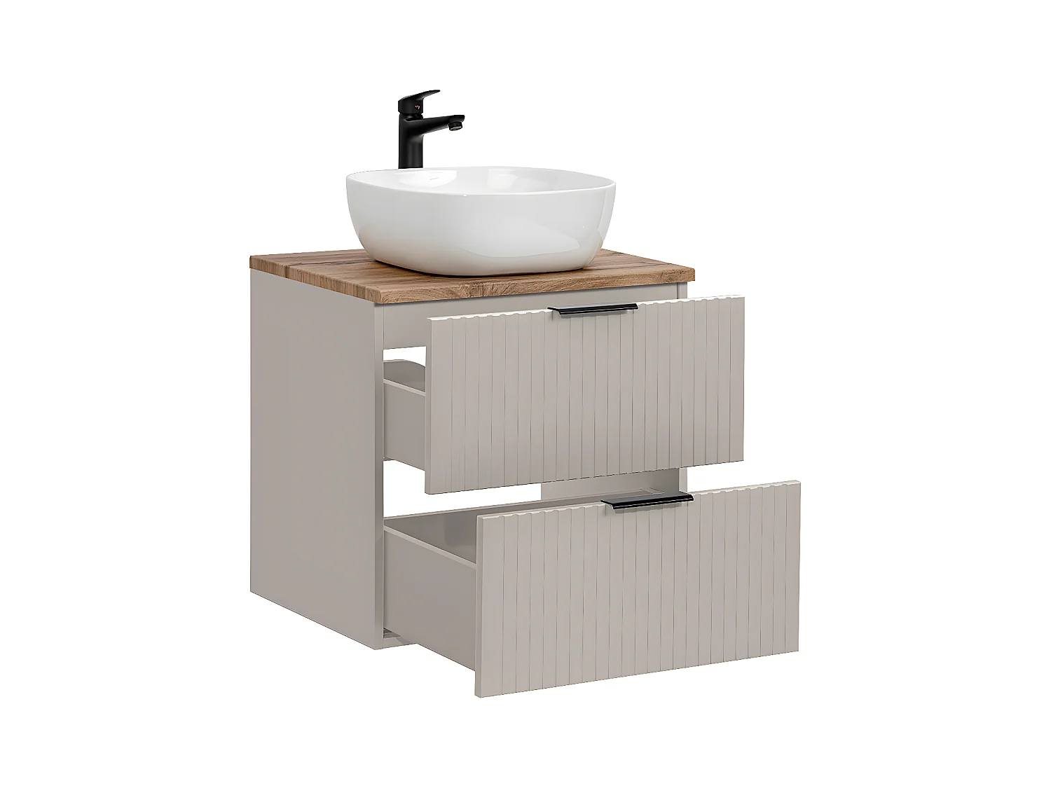 Meuble simple vasque 60cm Adriel Cachemire et Bois