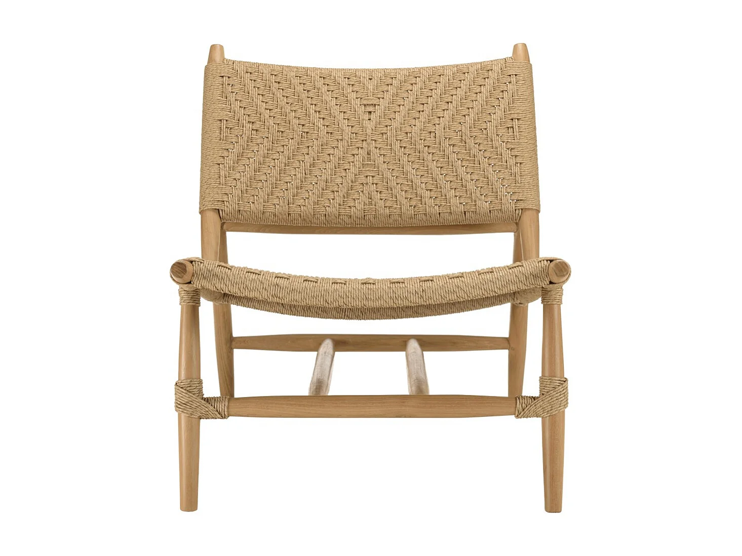 VALERIA - Lot de 2 fauteuils lounge jardin en bois teck rotin relief