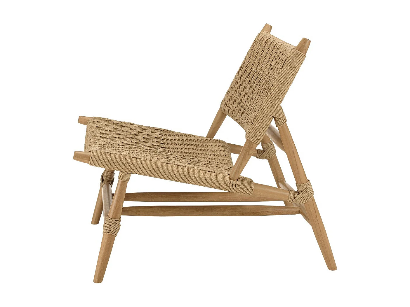 VALERIA - Lot de 2 fauteuils lounge jardin en bois teck rotin relief