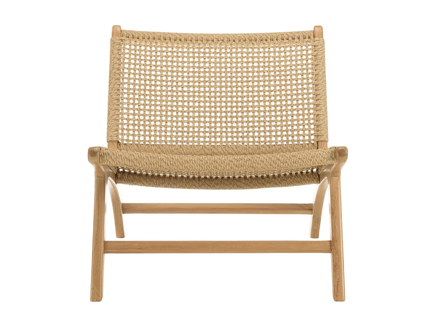 VALERIA - Lot de 2 fauteuils de jardin en bois de teck rotin beige