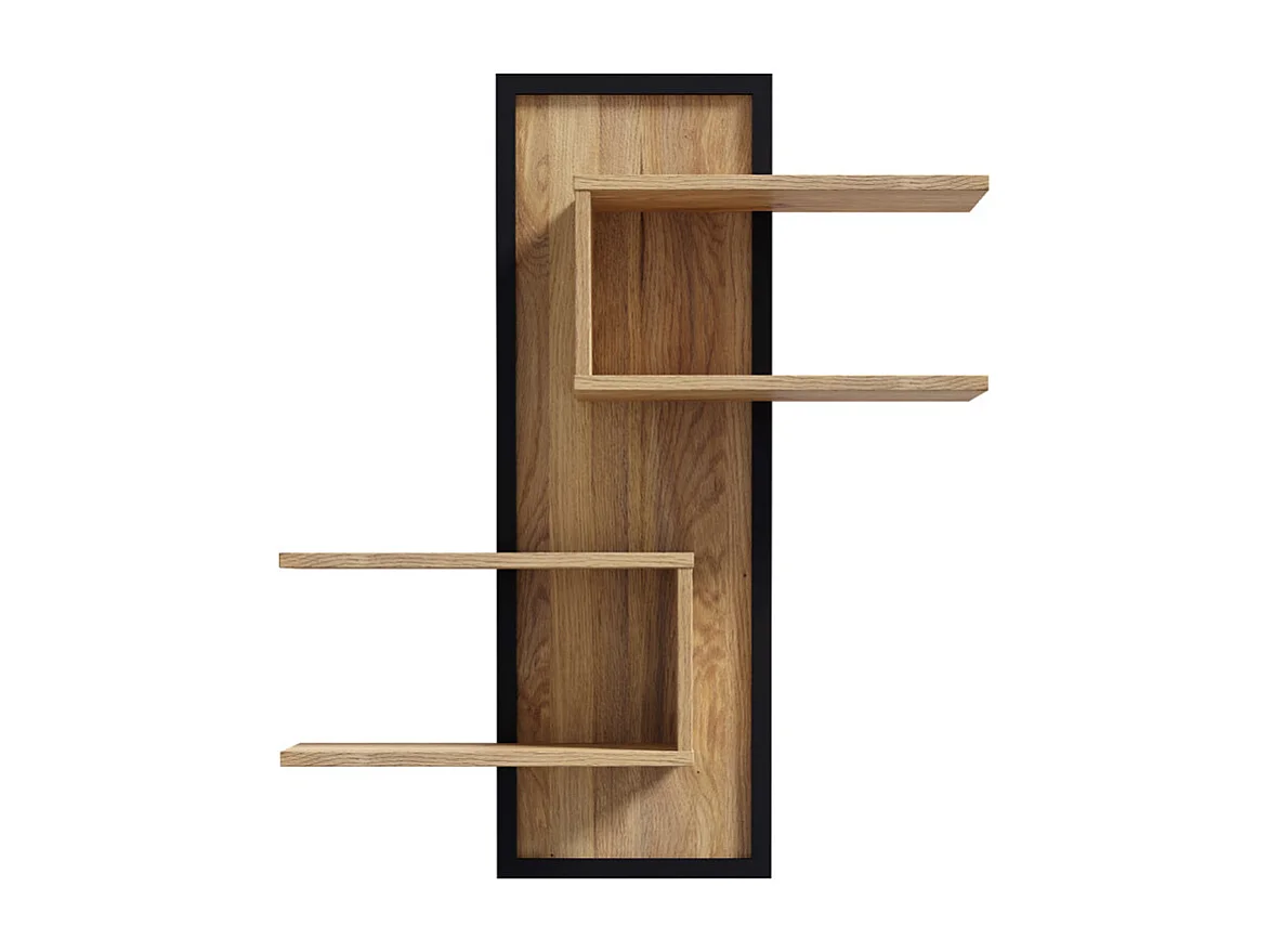 Étagère murale déstructurée L. 103 cm décor chêne bords noir - SELENA