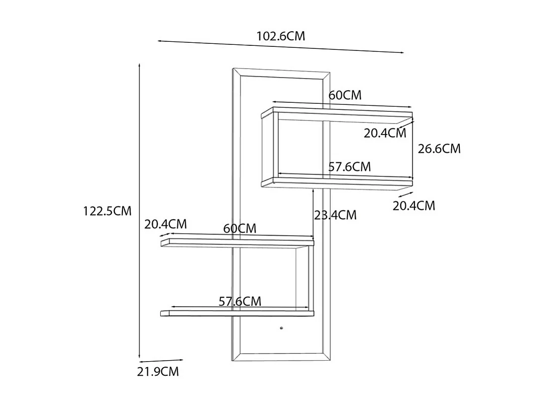 Étagère murale déstructurée L. 103 cm décor chêne bords noir - SELENA