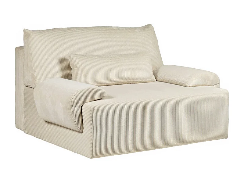 Canapé 2 places convertible en velours côtelé beige - LESTER