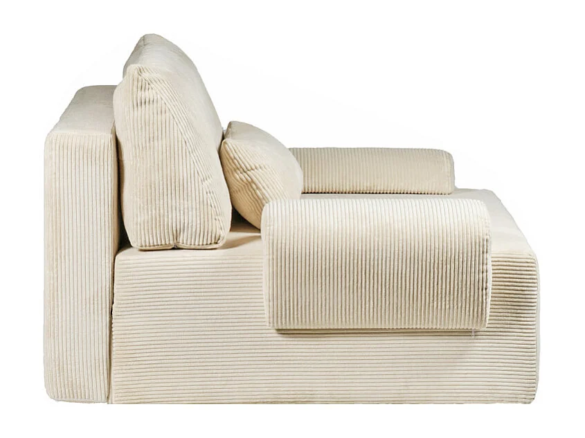 Canapé 2 places convertible en velours côtelé beige - LESTER