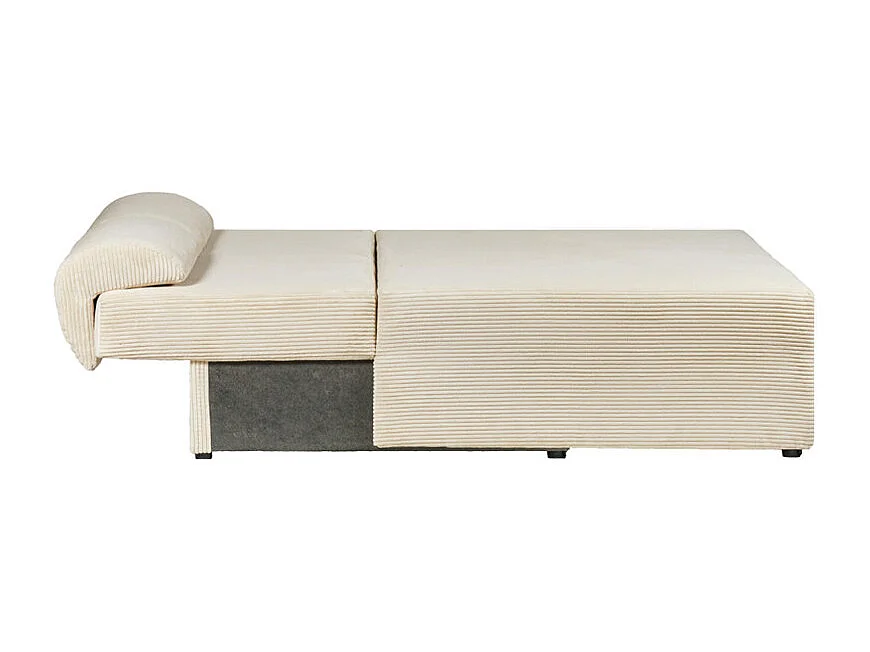 Canapé 2 places convertible en velours côtelé beige - LESTER