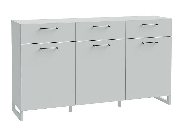 Buffet 165 cm décor gris clair mat et poignées métal noir - ASTORIA