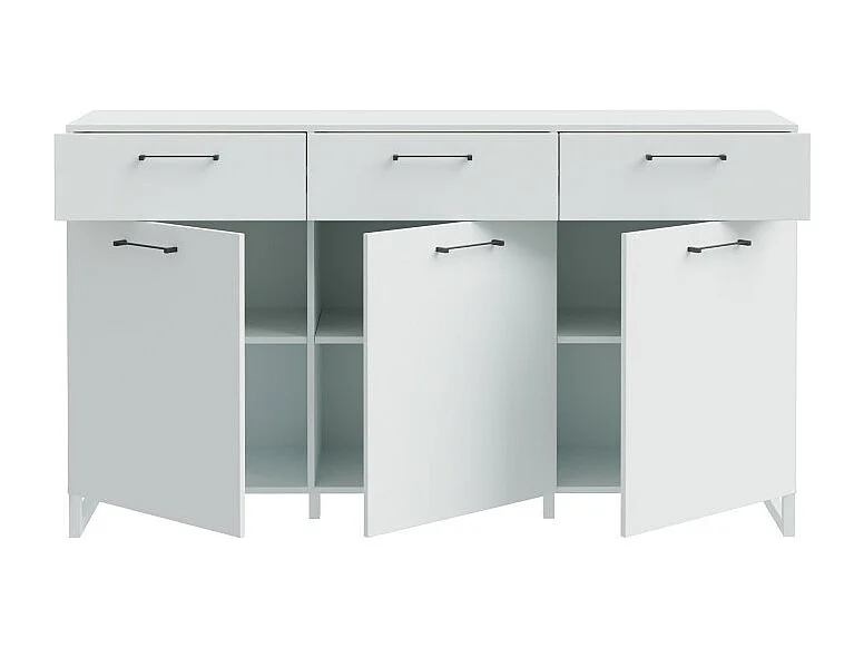 Buffet 165 cm décor gris clair mat et poignées métal noir - ASTORIA