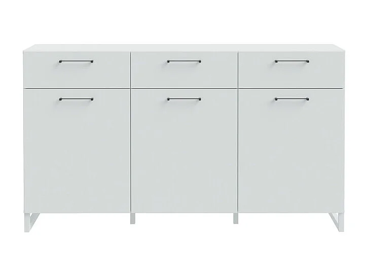 Buffet 165 cm décor gris clair mat et poignées métal noir - ASTORIA