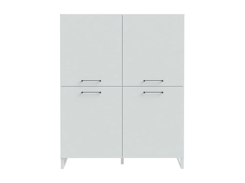 Armoirette 138 cm décor gris clair mat poignées métal noir - ASTORIA