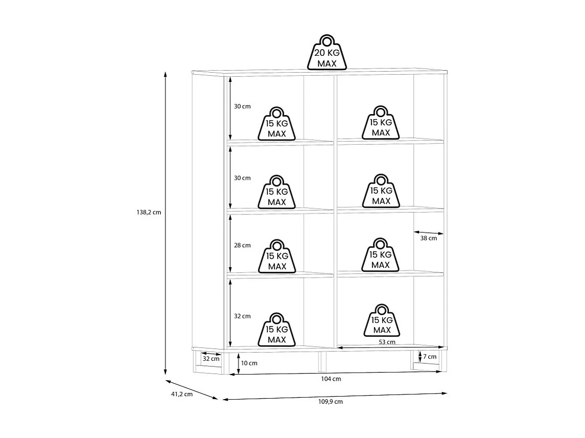 Armoirette 138 cm décor gris clair mat poignées métal noir - ASTORIA