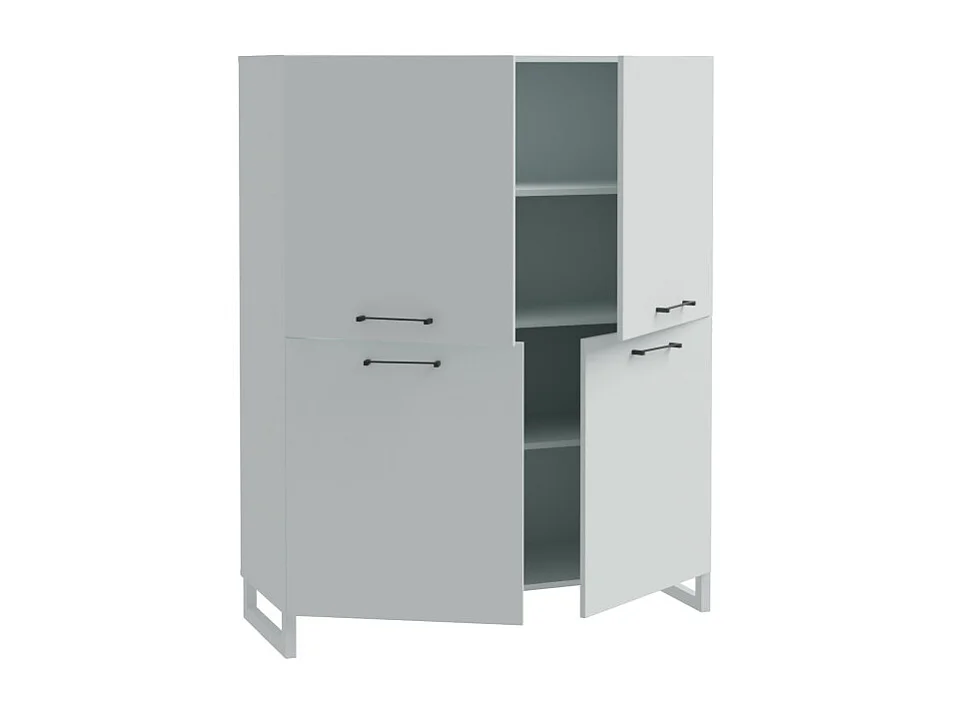 Armoirette 138 cm décor gris clair mat poignées métal noir - ASTORIA