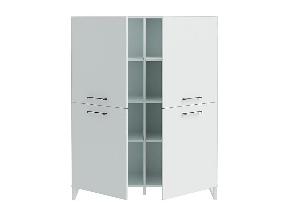 Armoirette 138 cm décor gris clair mat poignées métal noir - ASTORIA