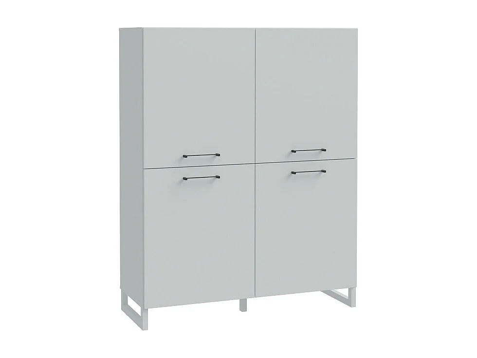 Armoirette 138 cm décor gris clair mat poignées métal noir - ASTORIA