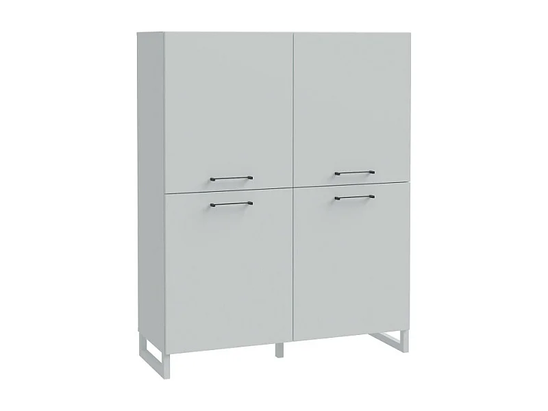 Armoirette 138 cm décor gris clair mat poignées métal noir - ASTORIA