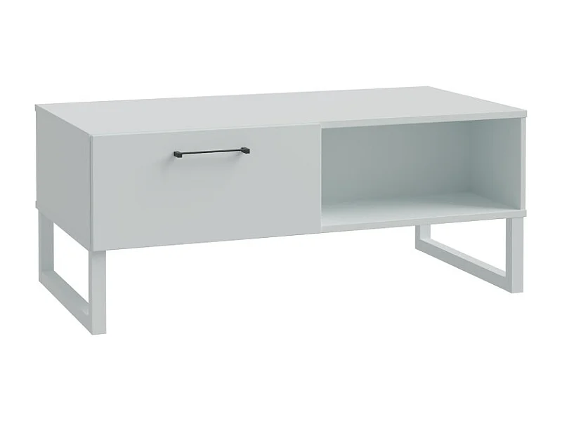 Table basse 110 cm décor gris clair mat poignées métal noir - ASTORIA