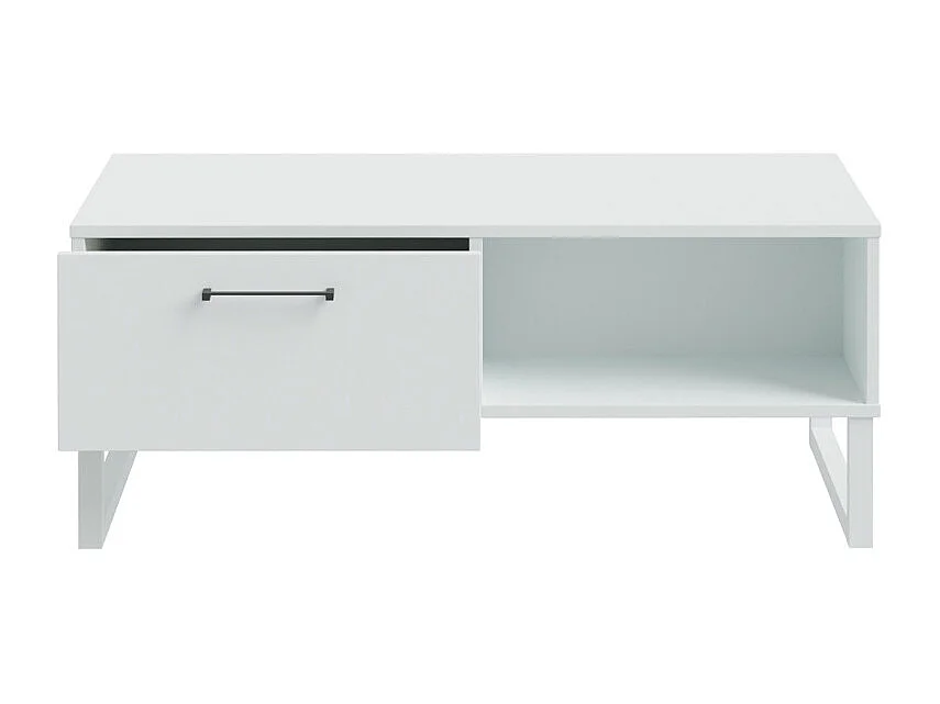 Table basse 110 cm décor gris clair mat poignées métal noir - ASTORIA