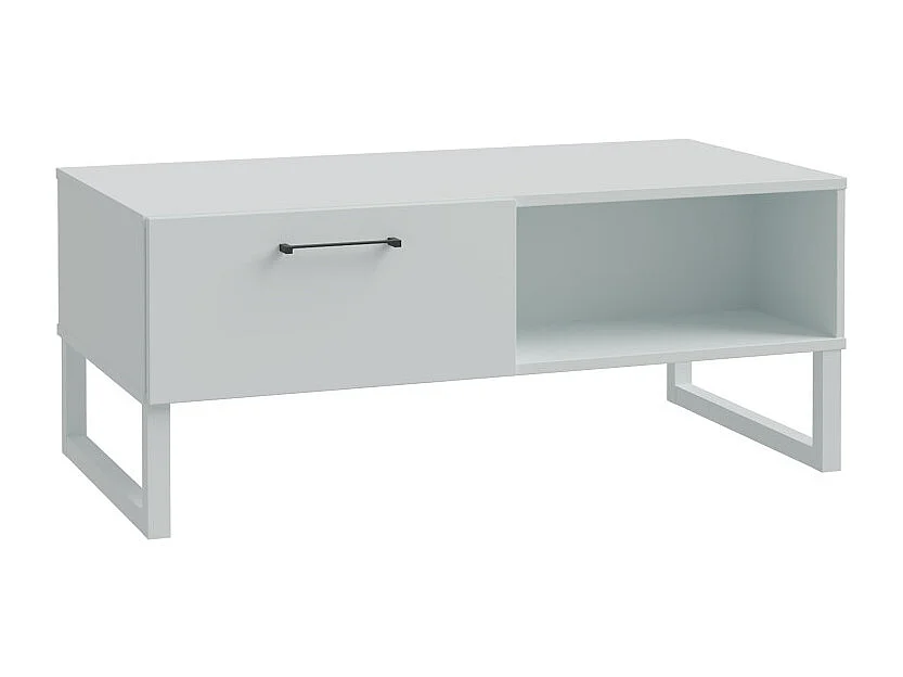 Table basse 110 cm décor gris clair mat poignées métal noir - ASTORIA