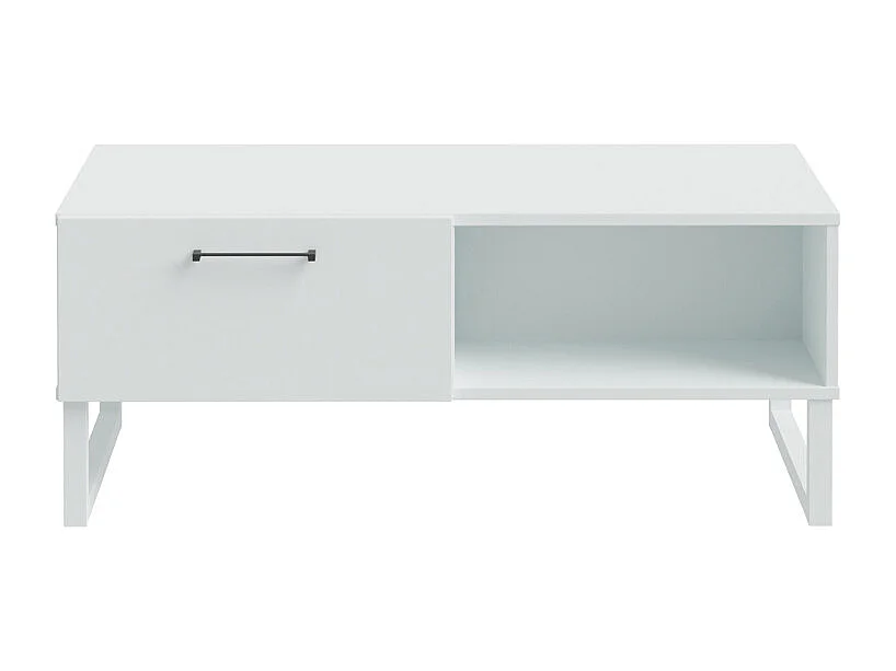 Table basse 110 cm décor gris clair mat poignées métal noir - ASTORIA