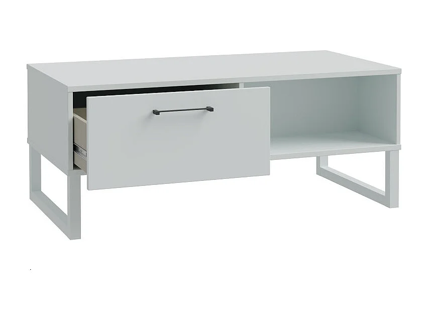 Table basse 110 cm décor gris clair mat poignées métal noir - ASTORIA