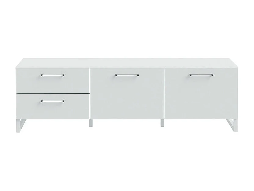 Meuble TV 165 cm décor gris clair mat et poignées métal noir - ASTORIA