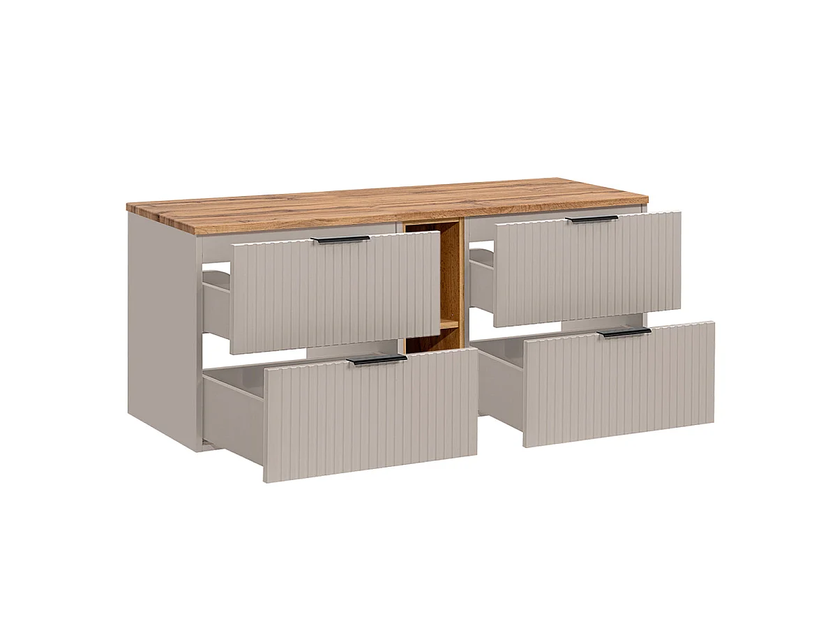 Meuble sous-vasque 140cm 2 niches Adriel Cachemire et Bois