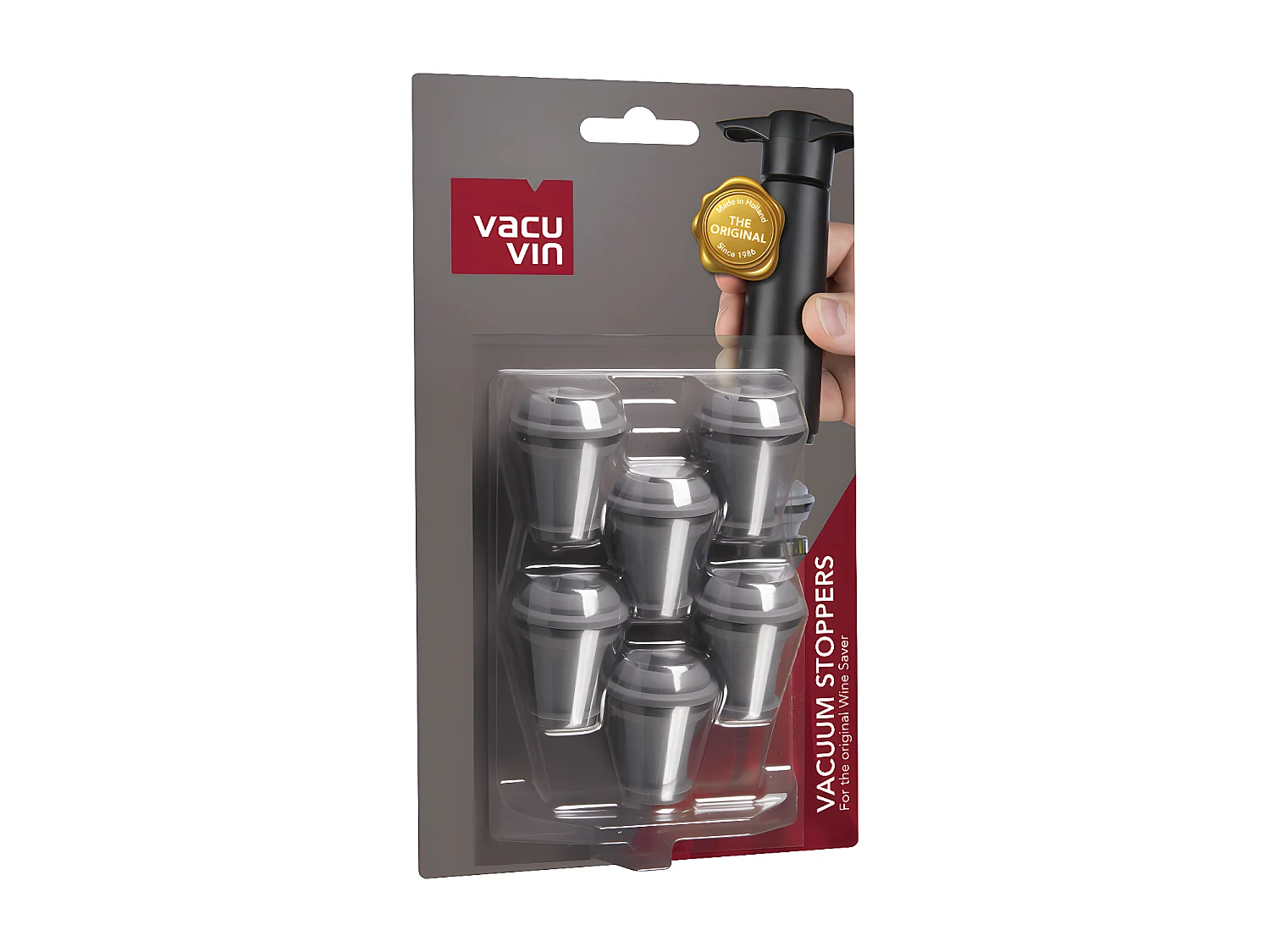 Boîte de 6 bouchons gris à vin