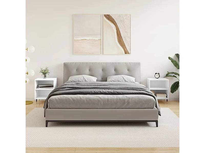 Comodini 2 pz Bianchi 40x30x50 cm in Legno Multistrato