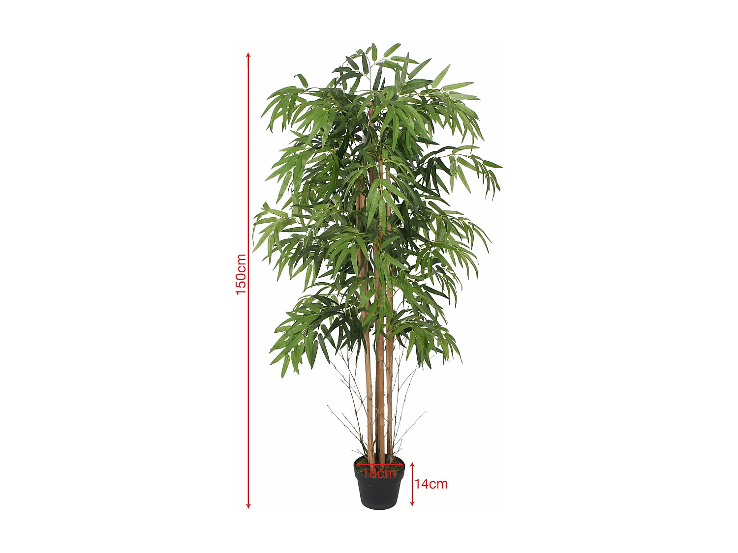 Plante artificielle Bambou Tukra 150x35x35 Polyester Bois de Bambou Vert Marron